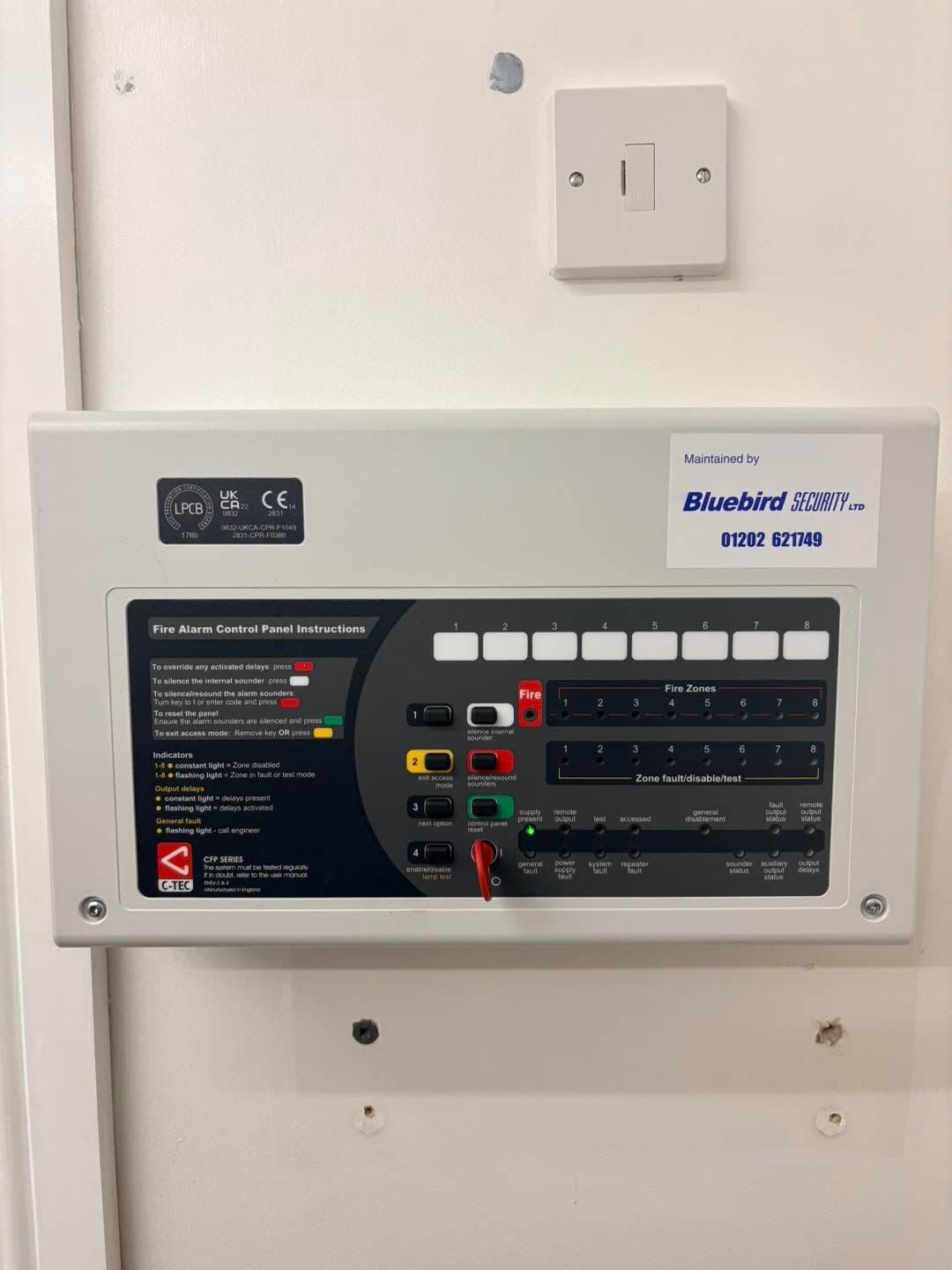 C-Tec fire alarm control panel installed and operational at commercial premises