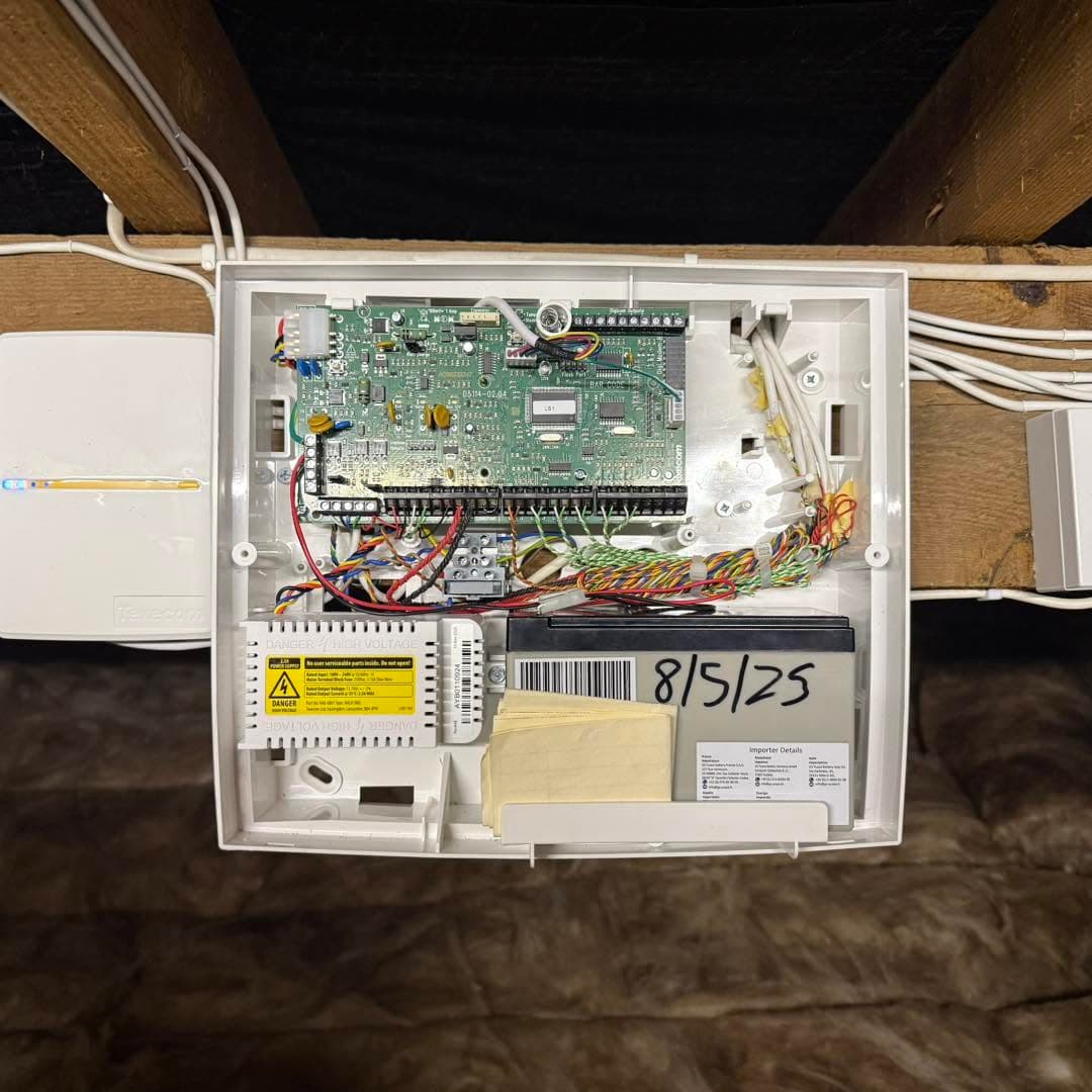 Texecom Premier Elite 24 control panel installed as part of a residential alarm system